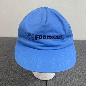 Vintage Foamseal Baseball Hat Mens Adjustable Light Blue Strapback Cap Crown